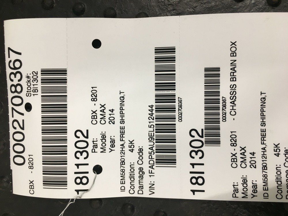 2014 FORD CMAX TRANSMISSION CONTROL MODULE INVERTER COMPUTER EM587B012HA