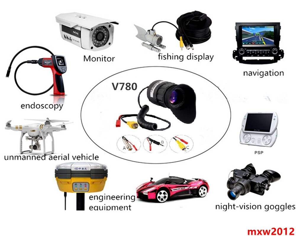 V780-B Head Mounted Display Wearable 1024*768For FPV With Composite AV Interface