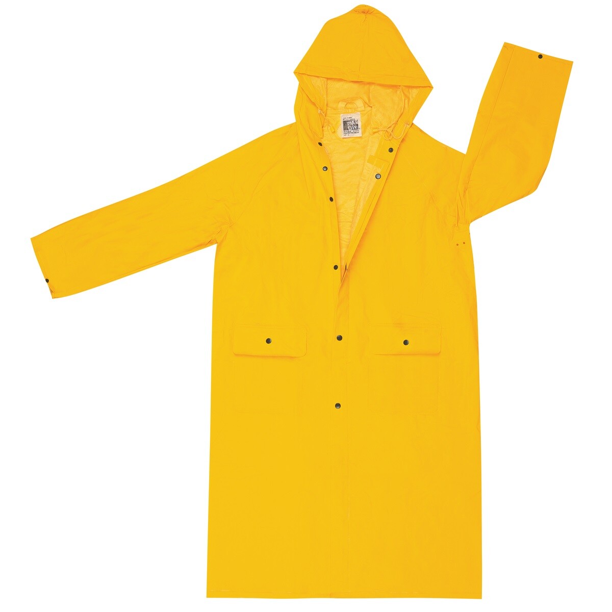 Safety Rain Coat Yellow Rain Jacket 49" w Detachable Hood .35mm PVC / Polyester