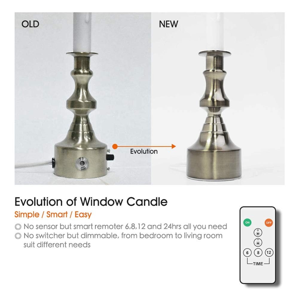 Dimmable Window Candle Electric with Multi Timer IR Controller, Brush Nickel ...