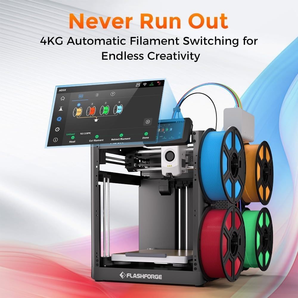 FLASHFORGE 3D Printer AD5X Upgraded 4 Color Printing IFS Intelligent Filament