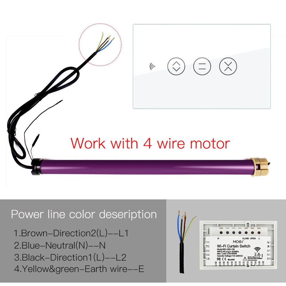 MOES WiFi RF Smart Curtain Switch Roller Blinds Shutter Touch Alexa Google APP