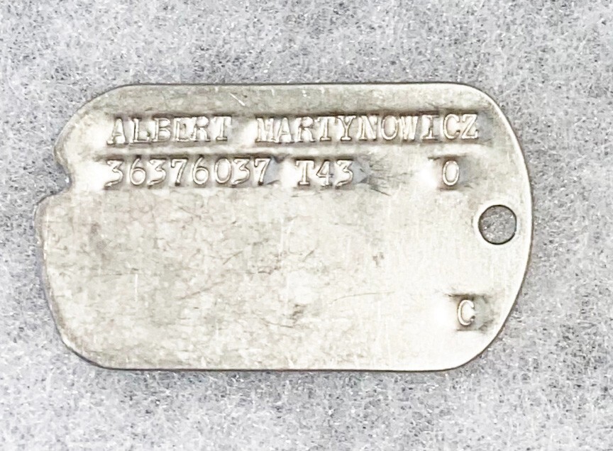 WWII Single Albert Martynowicz T-43 Dog Tag
