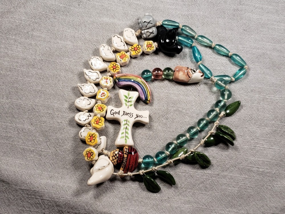 Beautiful Rosary Noah's Ark Ceramic Beads Prayer Religious Christian Gift C32