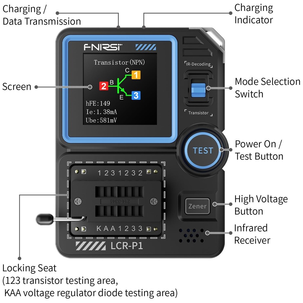 Versatile Transistor Tester & Capacitor Meter with Smart Auto-Identification