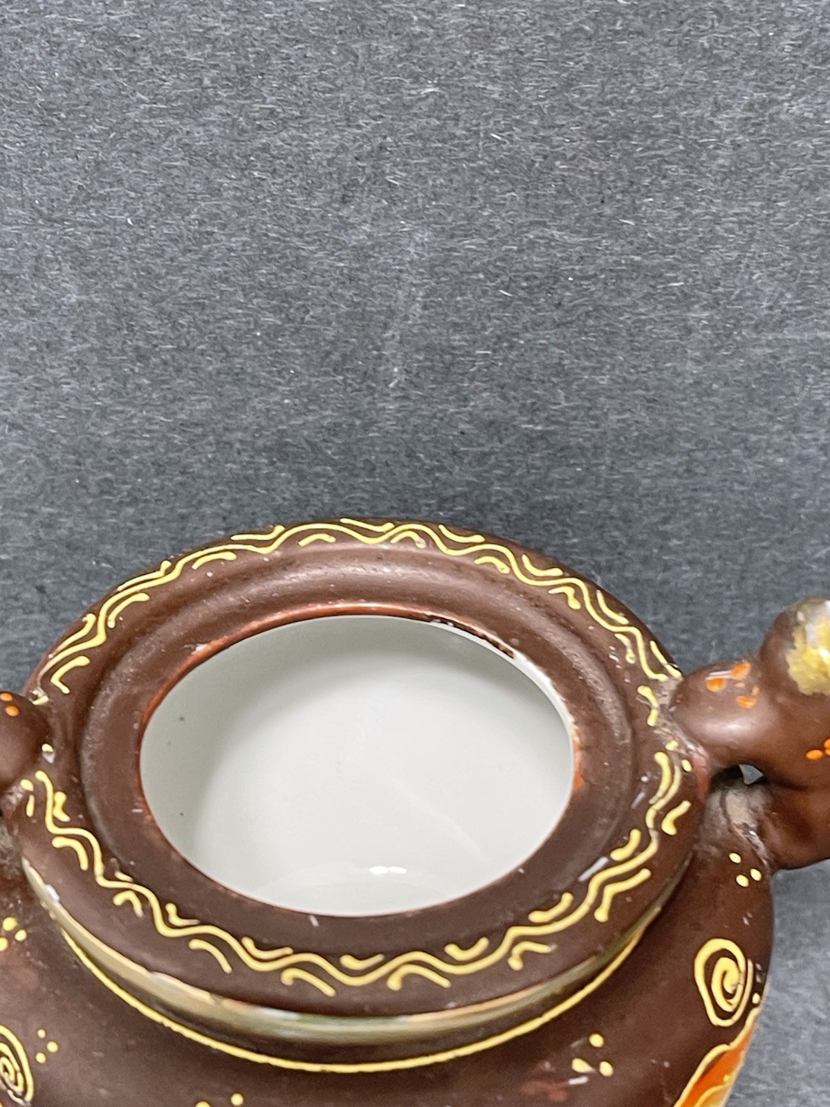 Vintage Satsuma Incense Burner with Gold Foo Dogs 1950s Moriage