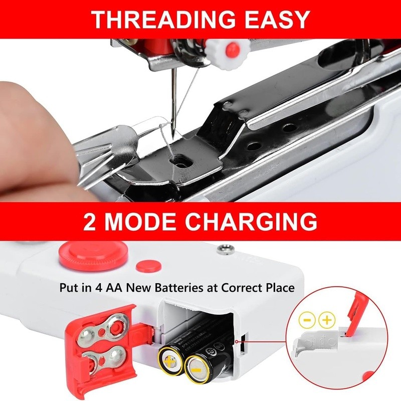 Portable Handheld Sewing Machine Mini Easy Use Beginners All Fabric DIY Projects