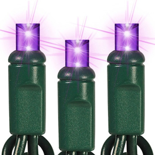 PURPLE LED Christmas String Lights Mini Lights Indoor Outdoor Holiday 50ct 24ft