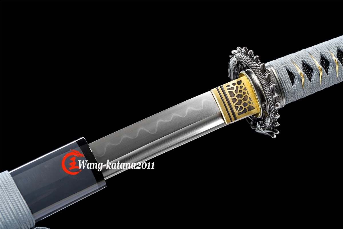 Full Tang Gray Dragon Japanese Samurai Katana Sharp Sword T10Steel Clay Tempered