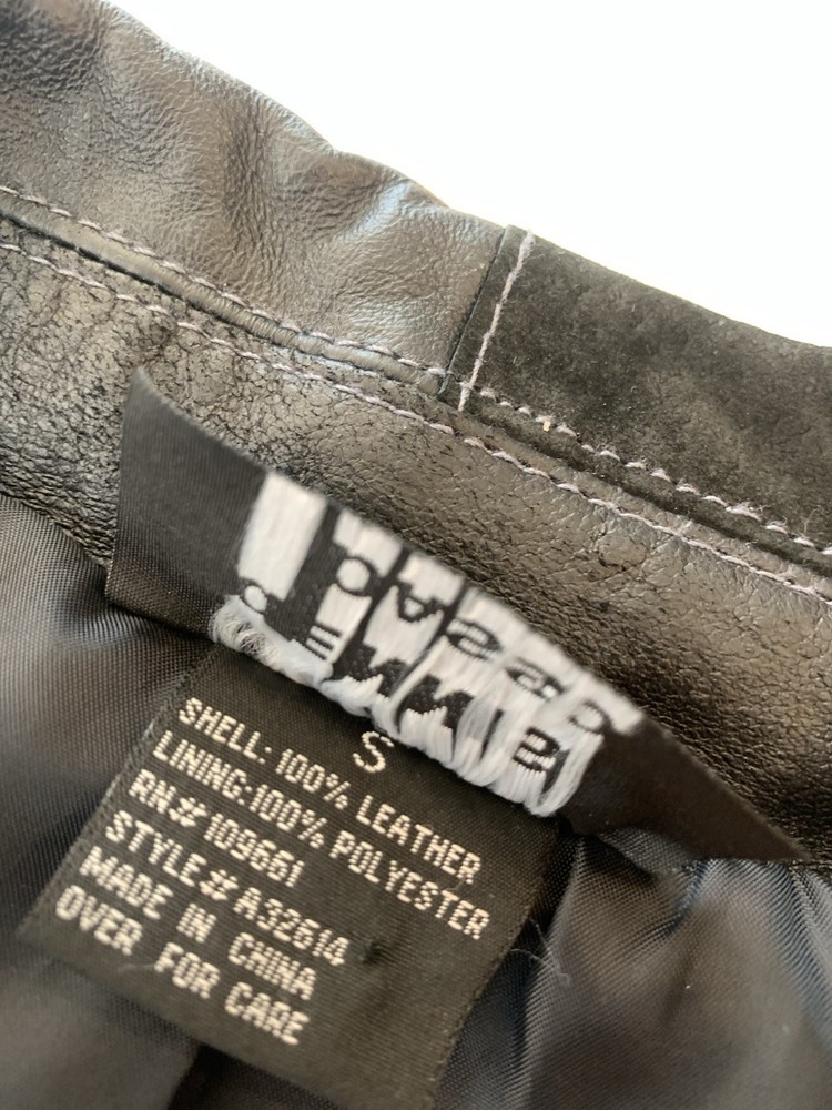 Black Patchwork Leather Jacket By Dennis Basso Women's Size Small Button Up
