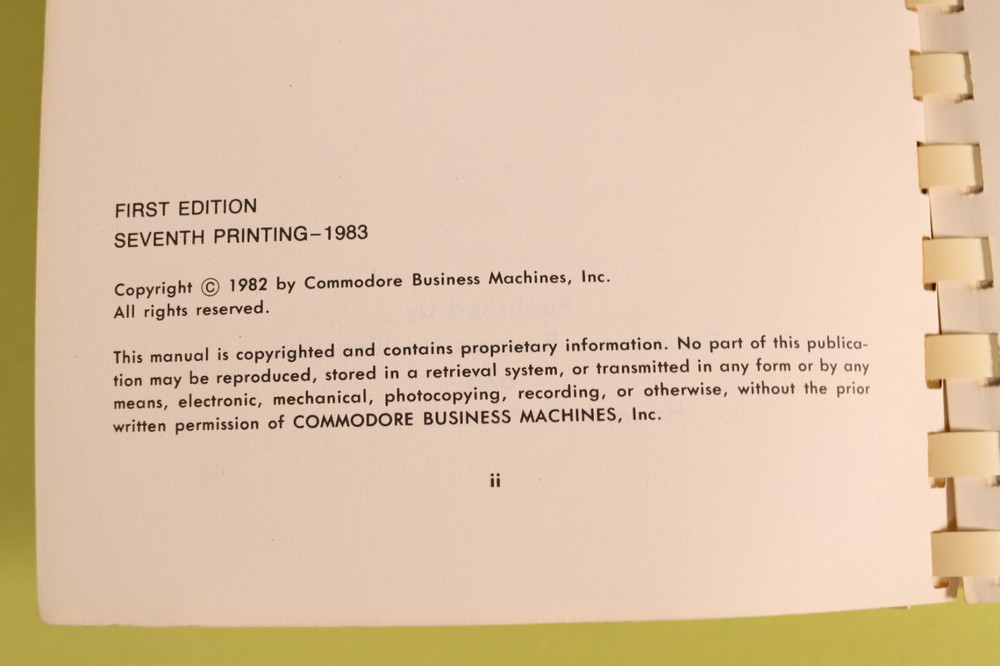 Commodore 64 Programmer's Reference Guide First Edition 7th Printing 1983