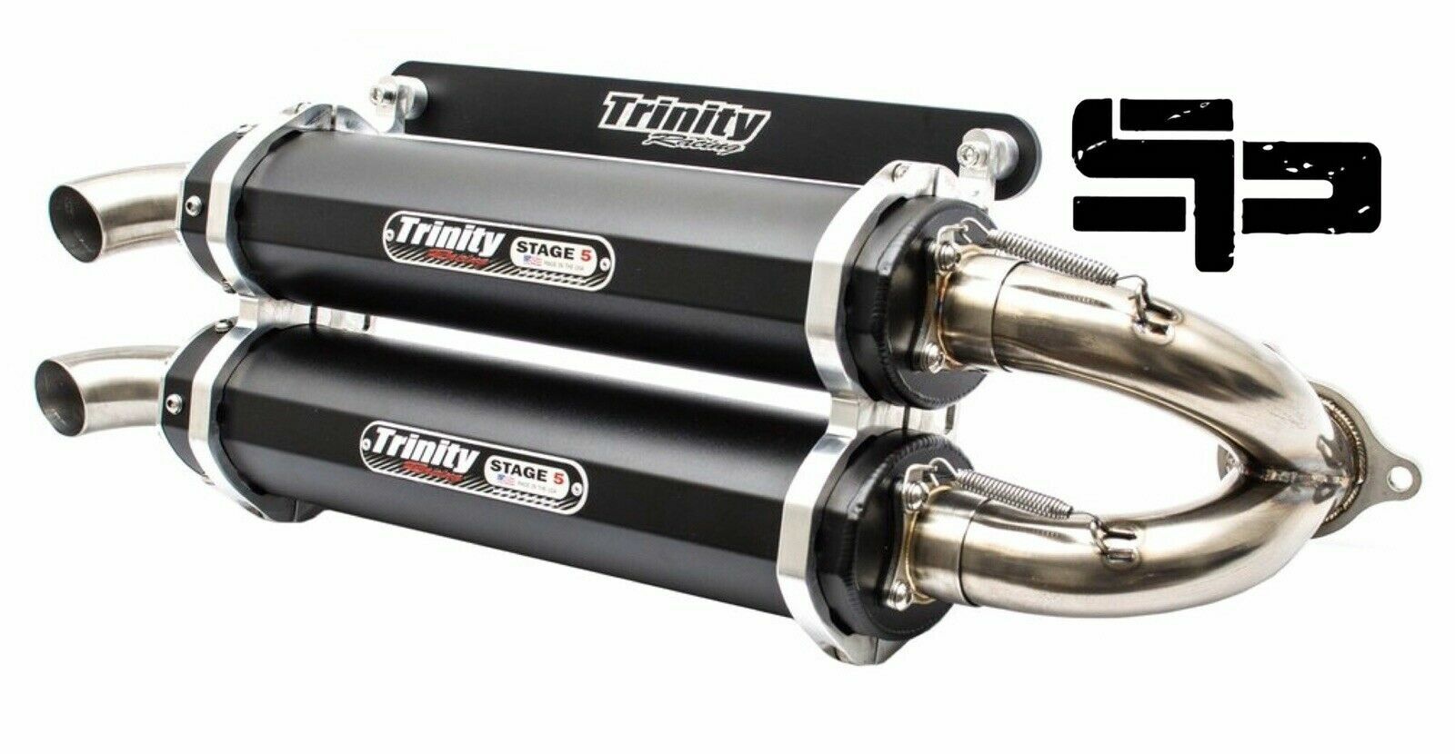2015-2023 Polaris Rzr 1000xp Trinity Racing Stage 5 Dual Slip-On Exhaust Black