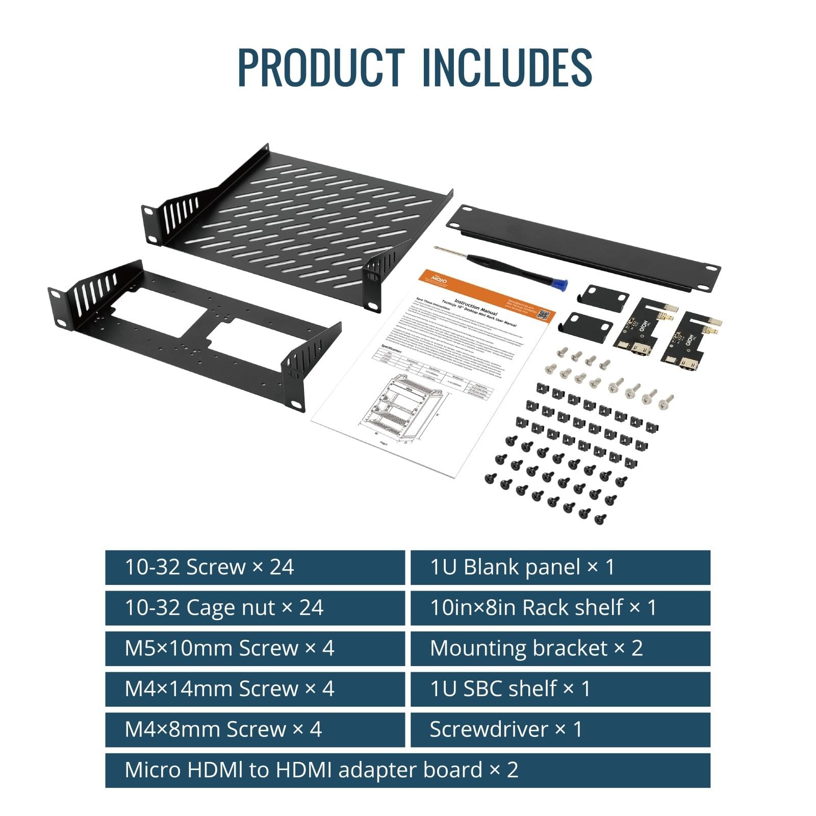 Tecmojo 6U Network Rack, 10 inch Mini Server Rack with 2 Side Translucent Pan...