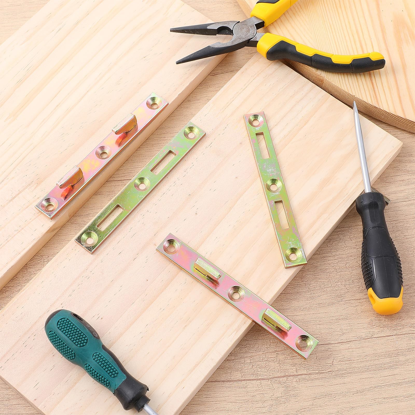 AojSup 8 Sets Metal Bed Rail Fasteners, 5 Inch Heavy Duty Gold