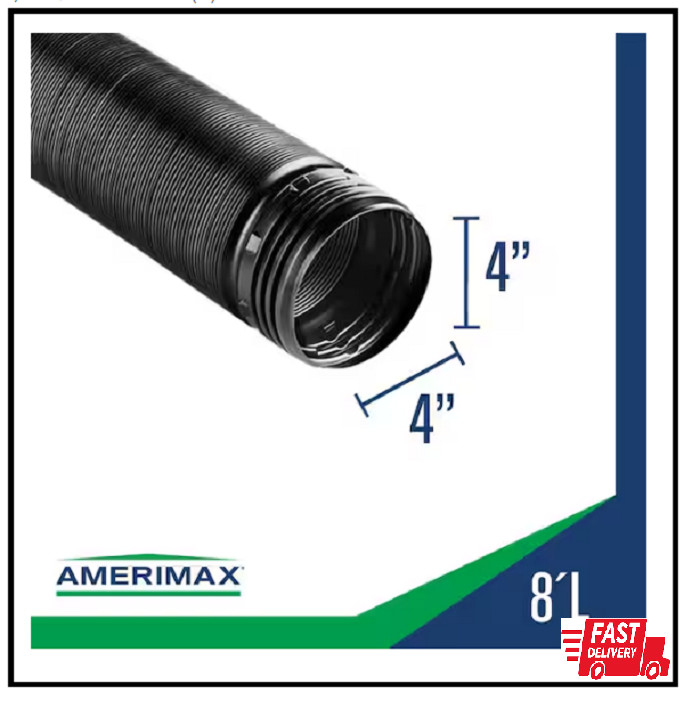 FLEX Drain 4 in. x 8 ft. Black Copolymer Solid Drain Pipe Easily expands