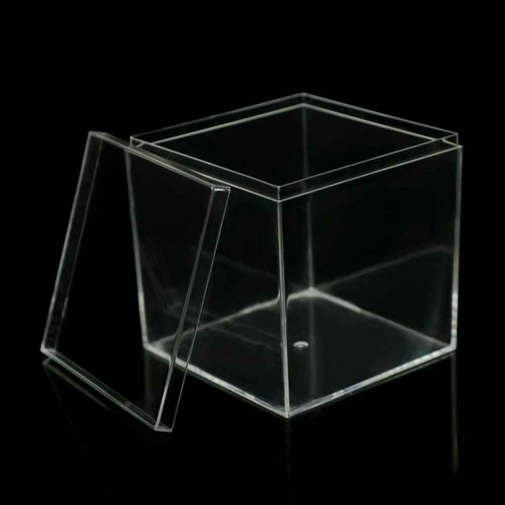 2pcs Clear Acrylic Display Box Case Perspex Dustproof Protection Decor 2"X2"