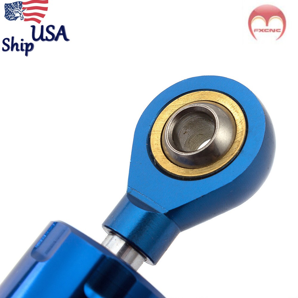 Motorcycle Steering Damper Stabilizer Adjustable Blue Bar Universal