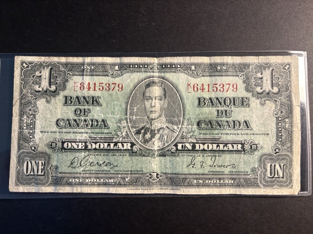 🇨🇦 1937 Canada One Dollar Note — Circulated