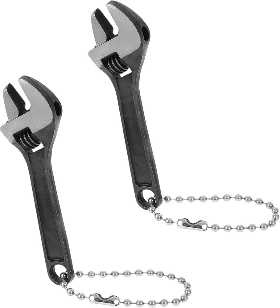 2 Pcs 2.5" Mini Adjustable Crescent Wrench Set, Locking Keychain Wrench for Repa