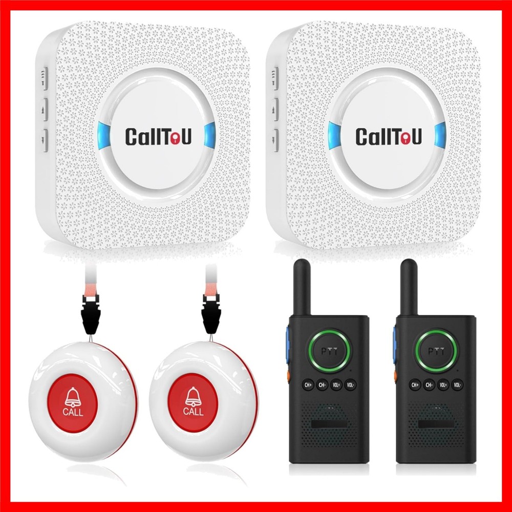 Caregiver Pager Wireless Alert Button Home Intercom System Long Range 2 Way R...