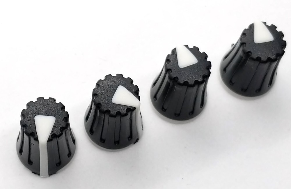 4 White & Black D-Shaft Pot Knobs for 6mm 270° DJ-TECH BEHRINGER SOUNDCRAFT