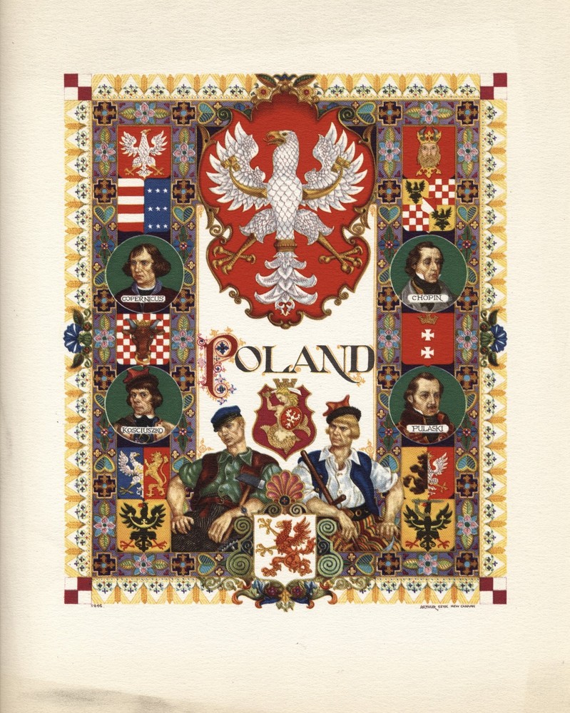 Arthur Szyk 1947 K Bileski Stamp Album Title Front Pages Lot of 5 Countries