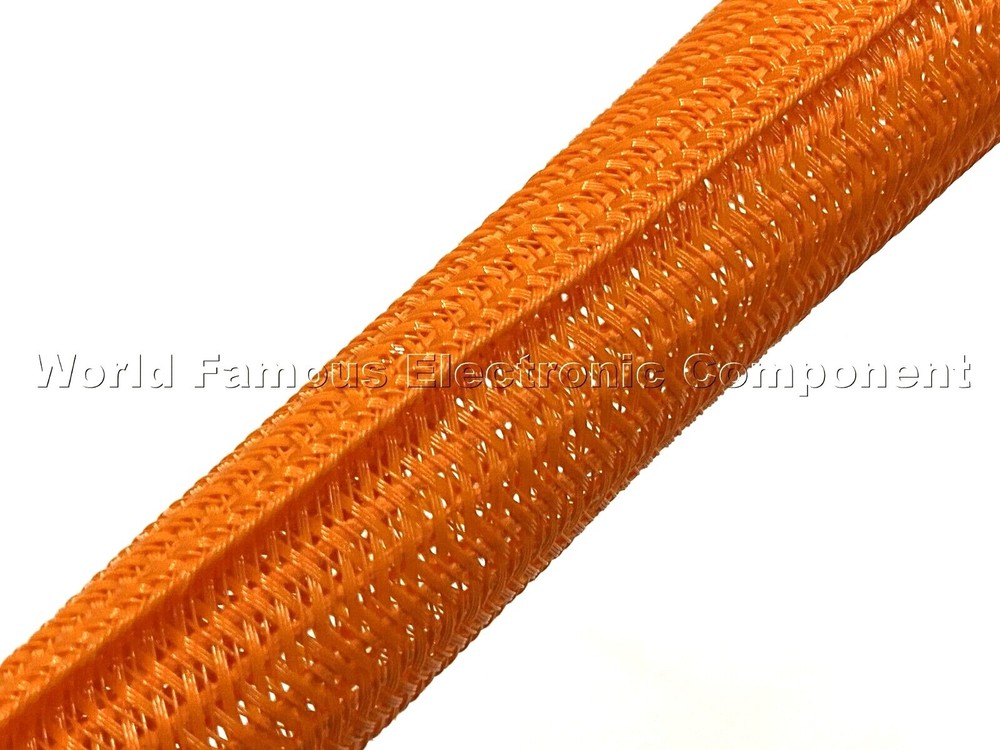 1/2" Orange Split Braided Cable Sleeving , Split Loom , Wrap -USA