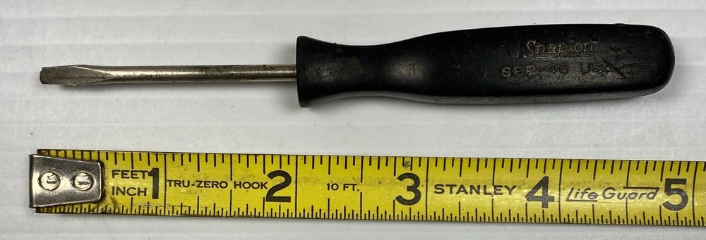 Snap-On Tools SPP46 Mini Black Hard Handle Slotted Flat Tip Screwdriver USA Tool