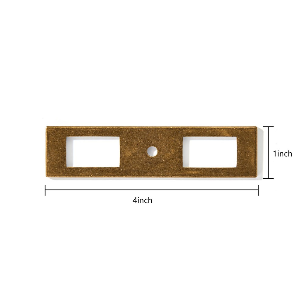 5 Pack Antique Brass Cabinet Pull Backplate 4 Inch Knob Back Panel Drawer Hard
