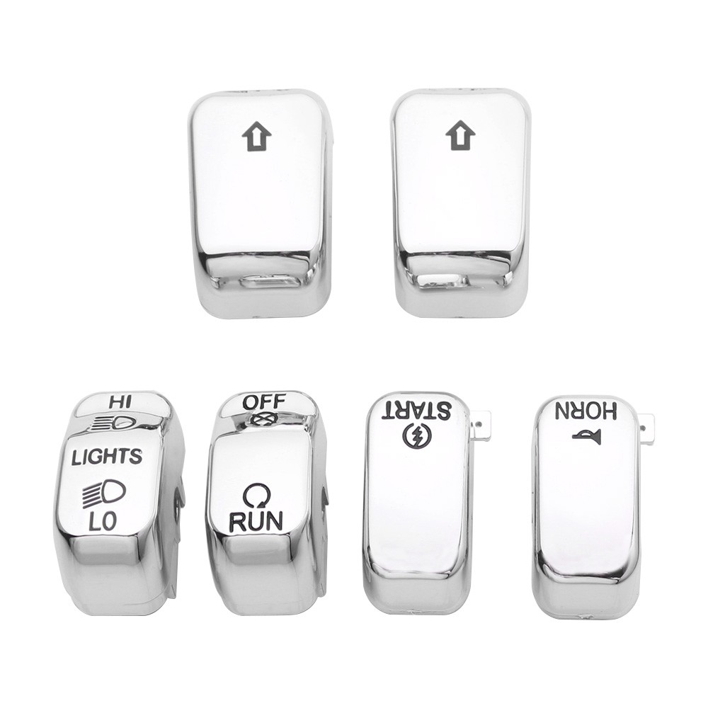 For Harley Touring 96-13 Hand Control Switch Cover Housing Button Cap Set Chrome