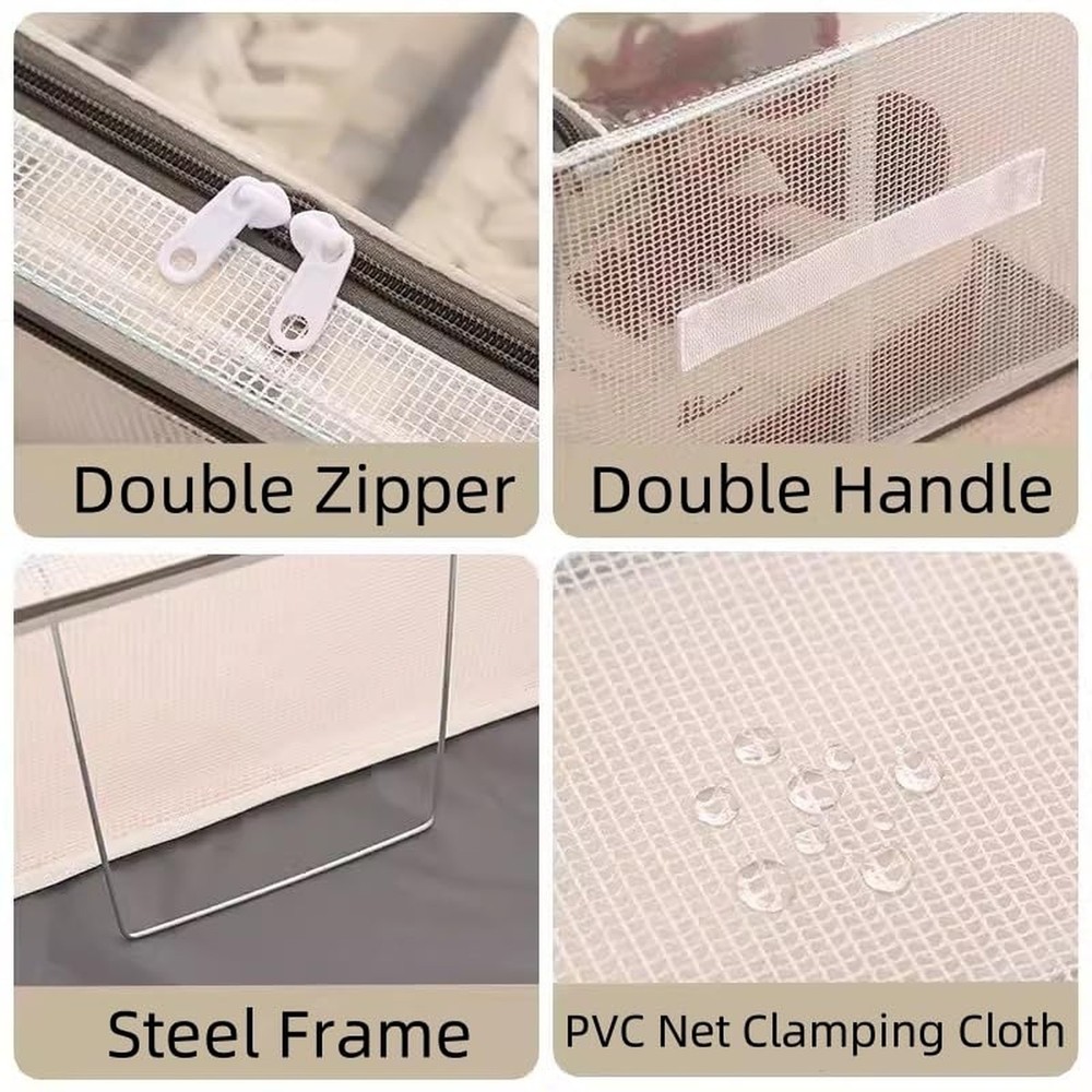 Stackable Storage Boxes with Clear Lids, 15.8-Inch Closet Storage Container w...