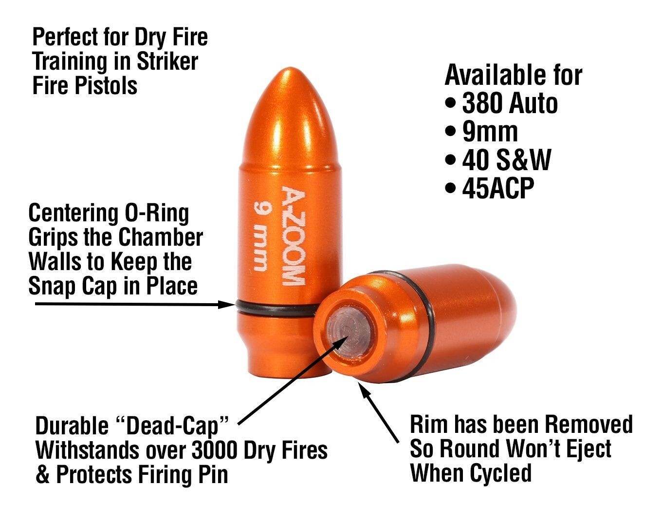 A-zoom Striker Caps Precision METAL 380 9mm 40S&W 45 ACP FAST SAME DAY SHIPPING