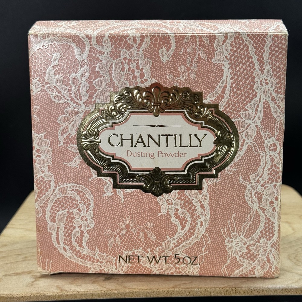 Chantilly Dusting Powder Plastic Container & Puff Boxed EMPTY/Traces Vintage