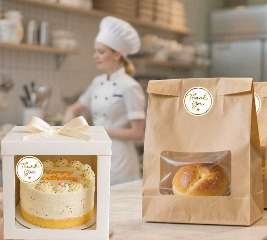 Gold Thank You Stickers set 200 Pcs 1.5 In Round Adhesive Label New