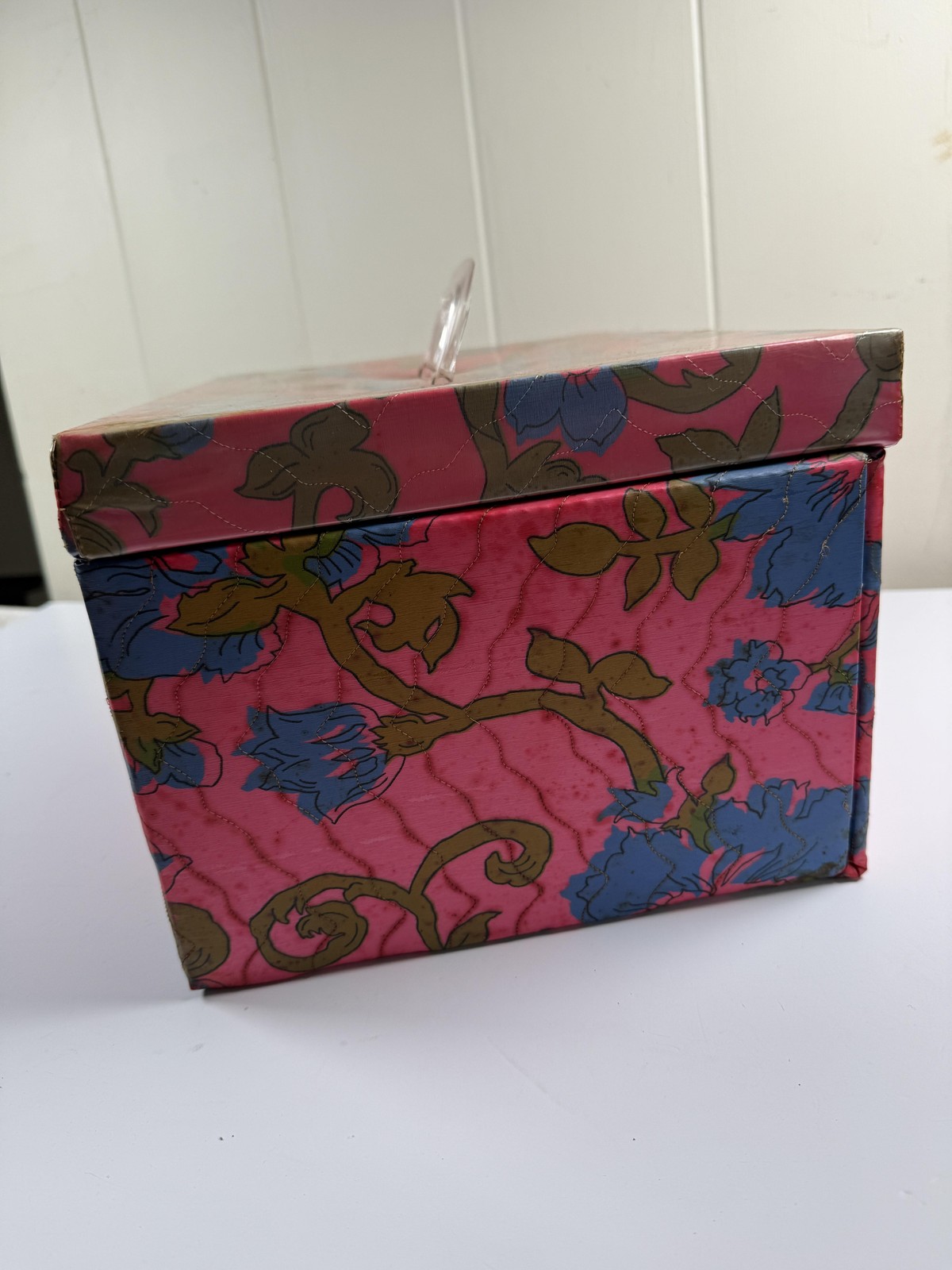 Vintage Sewing Box Kit Pink Floral Portable Sewing Case Box Organizer 60's