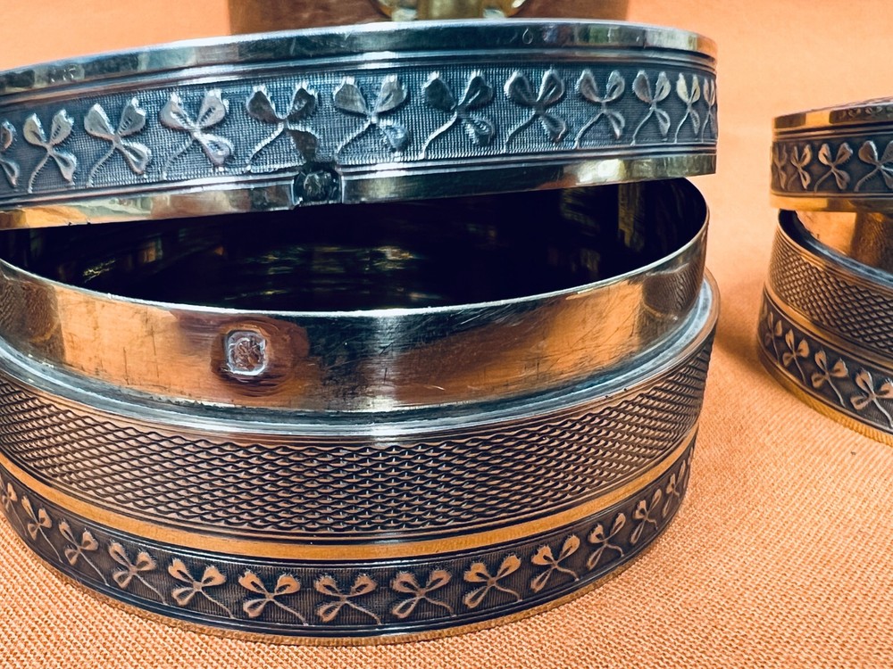 French Sterling Silver Snuff Box Set