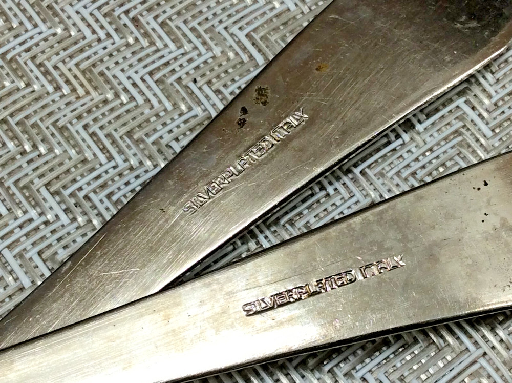 Vintage Silverplated Serving Salad Fork & Spoon Utensils Italy