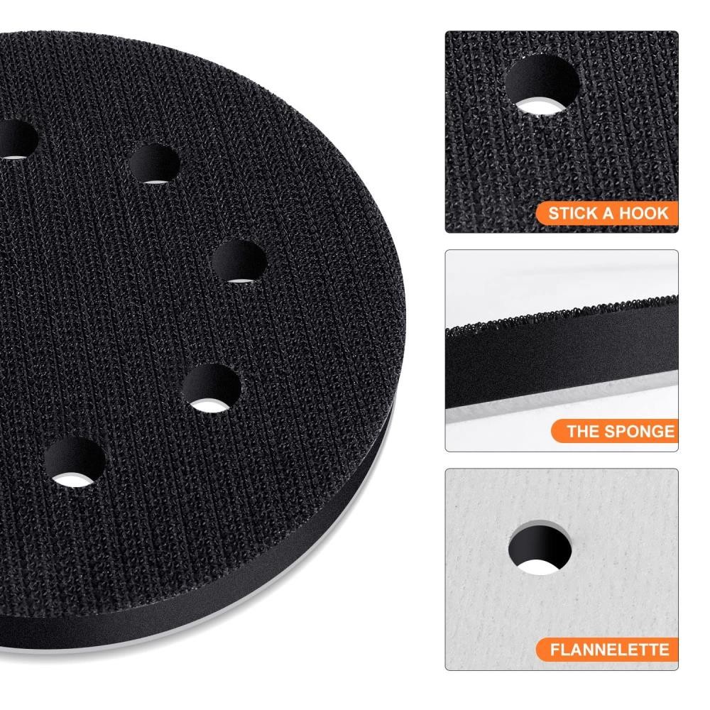Cushion Buffer Pad Density Backing Hook Soft Sponge 8Holes Loop Interface 5" ∧ ╏