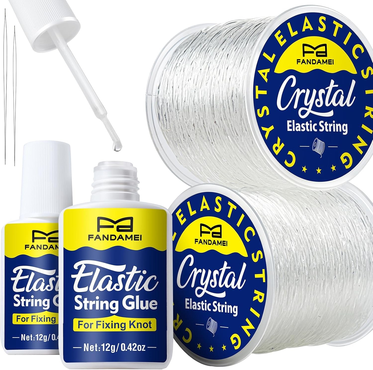Elastic String Kit 1mm & 0.8mm – with Glue & Needles for Jewelry & Bracelets