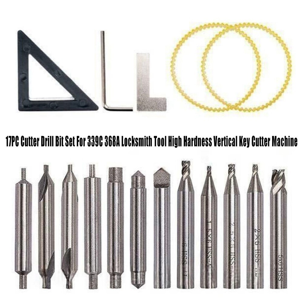 For 368A 339C Locksmith Tool Vertical Key Machine Cutter Drill Bits Set NEW