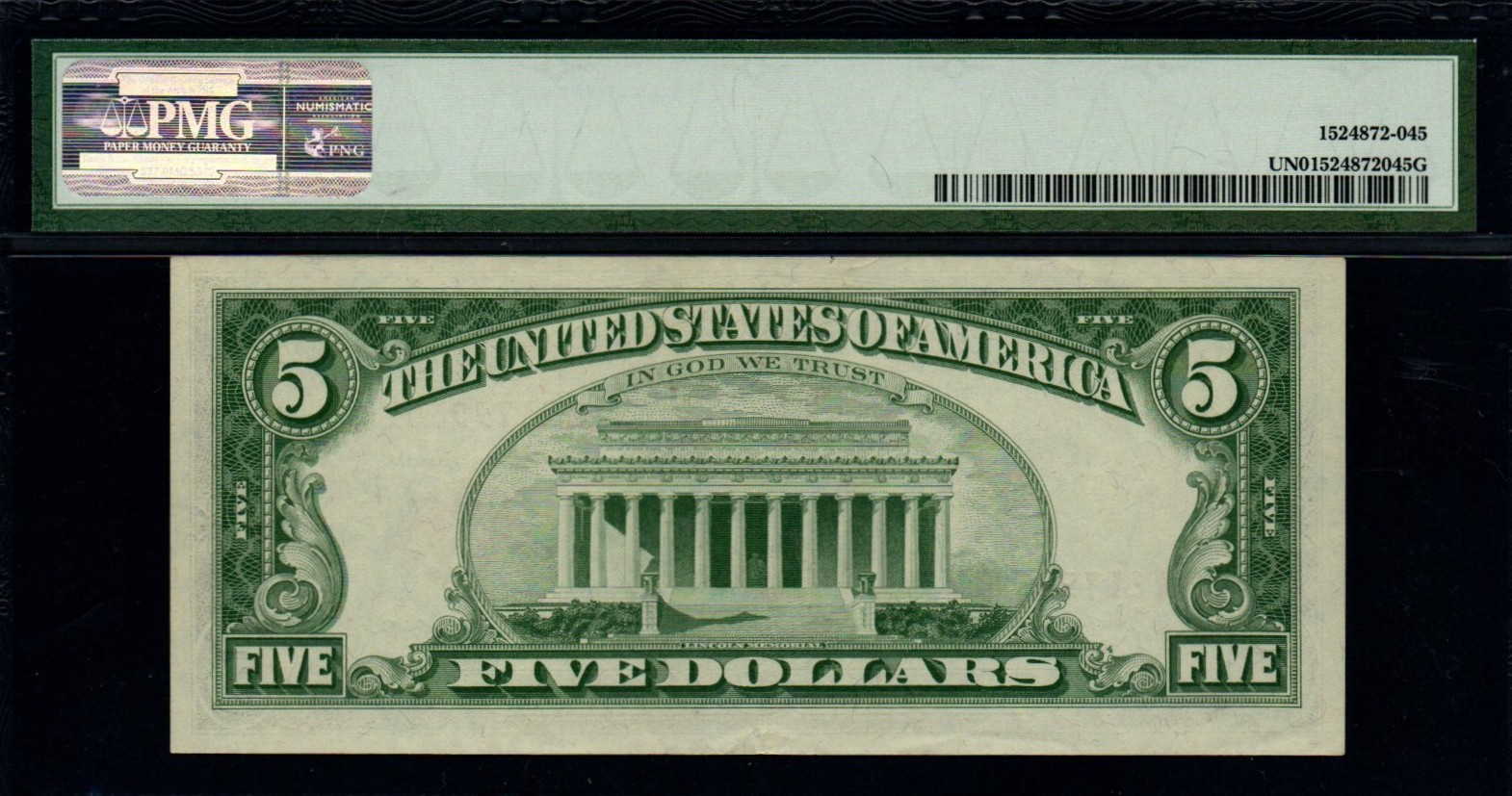 1963 $5 BEAUTIFUL Certified PMG UNC United States Note!