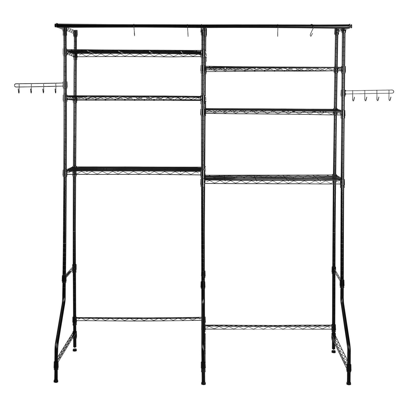VEVOR Over Washer and Dryer Storage Shelf Two Row 6 Tiers Washer Rack Black