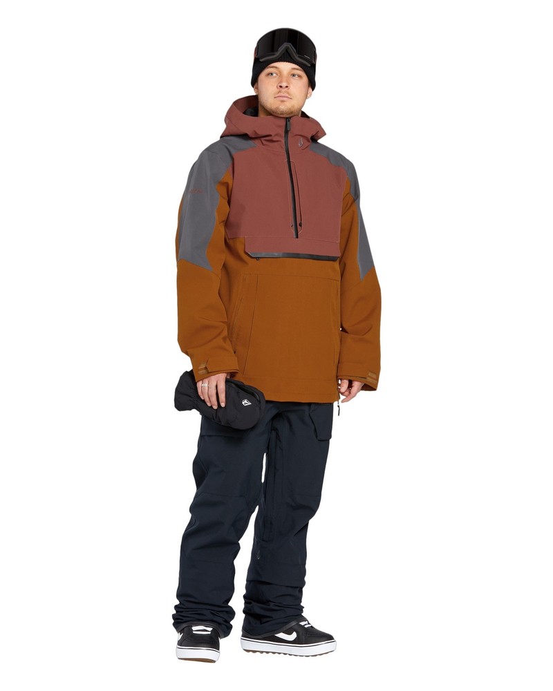 Volcom Brighton Pullover Men's Winter Jacket, Caramel, Large