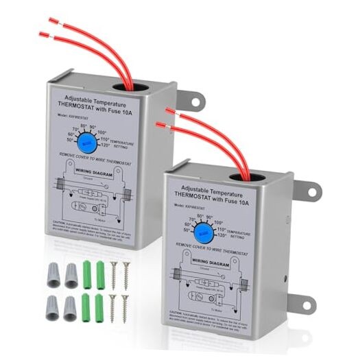 2 Pack 10-Amp Adjustable Programmable Thermostat with Firestat - 2 Pack 58033