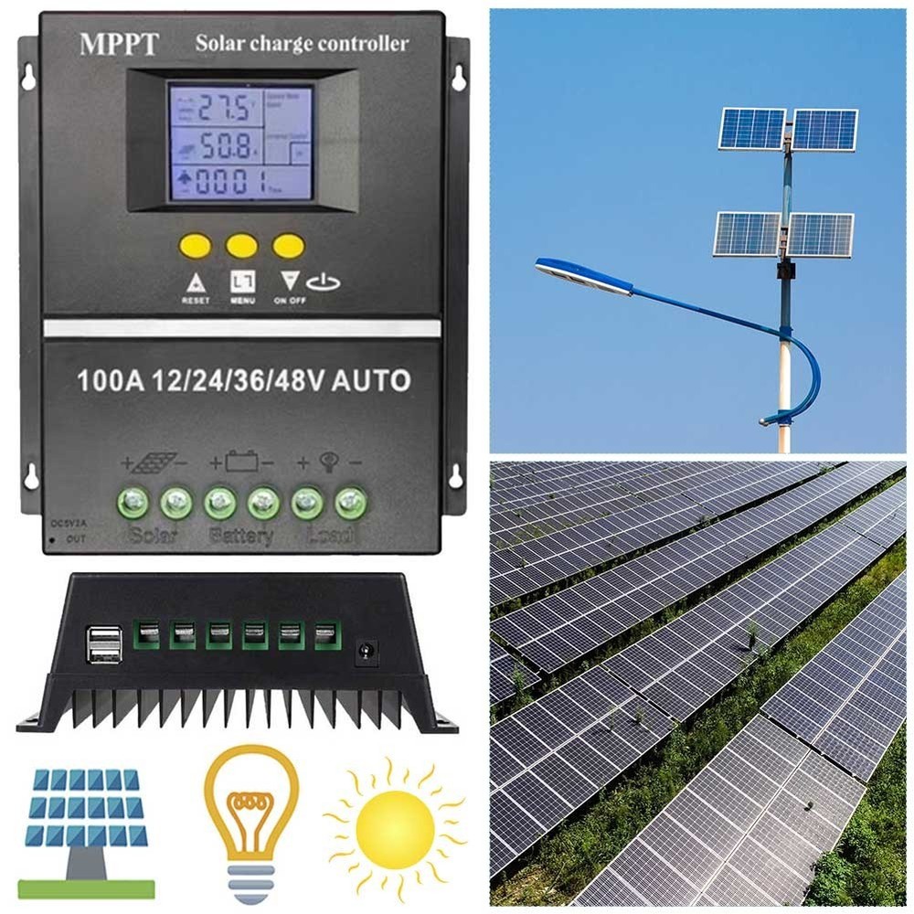 100A MPPT Solar Charge Controller LCD Display Battery Intelligent Regulator USA