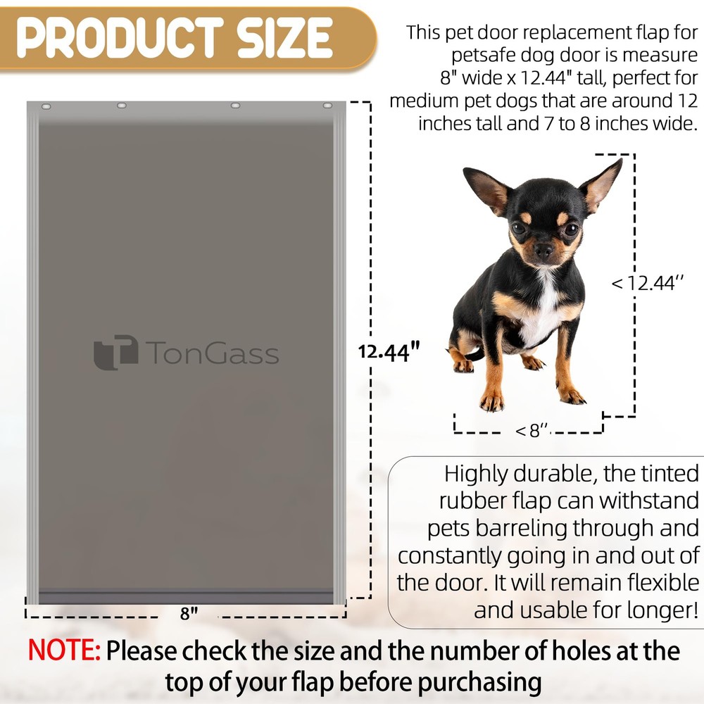 TonGass PAC11-11038 Medium Dog Door Flap Replacement Compatible Medium, Gray