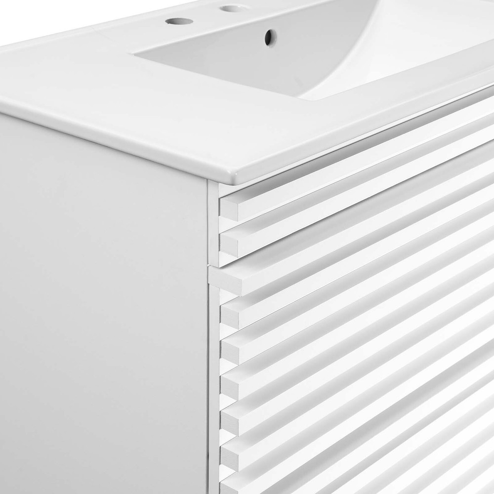 Modway Render 36" Wall-Mount Bathroom Vanity in White White