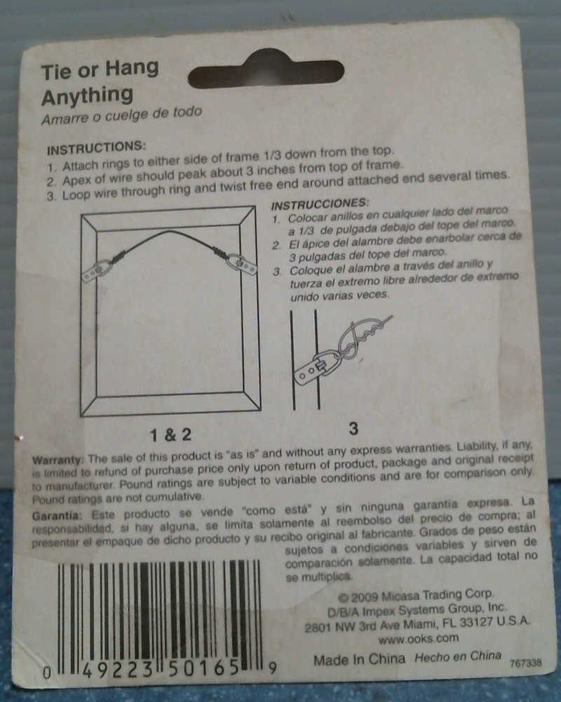 Ook 9 ft. Mirror Wire Cord (50165) FS