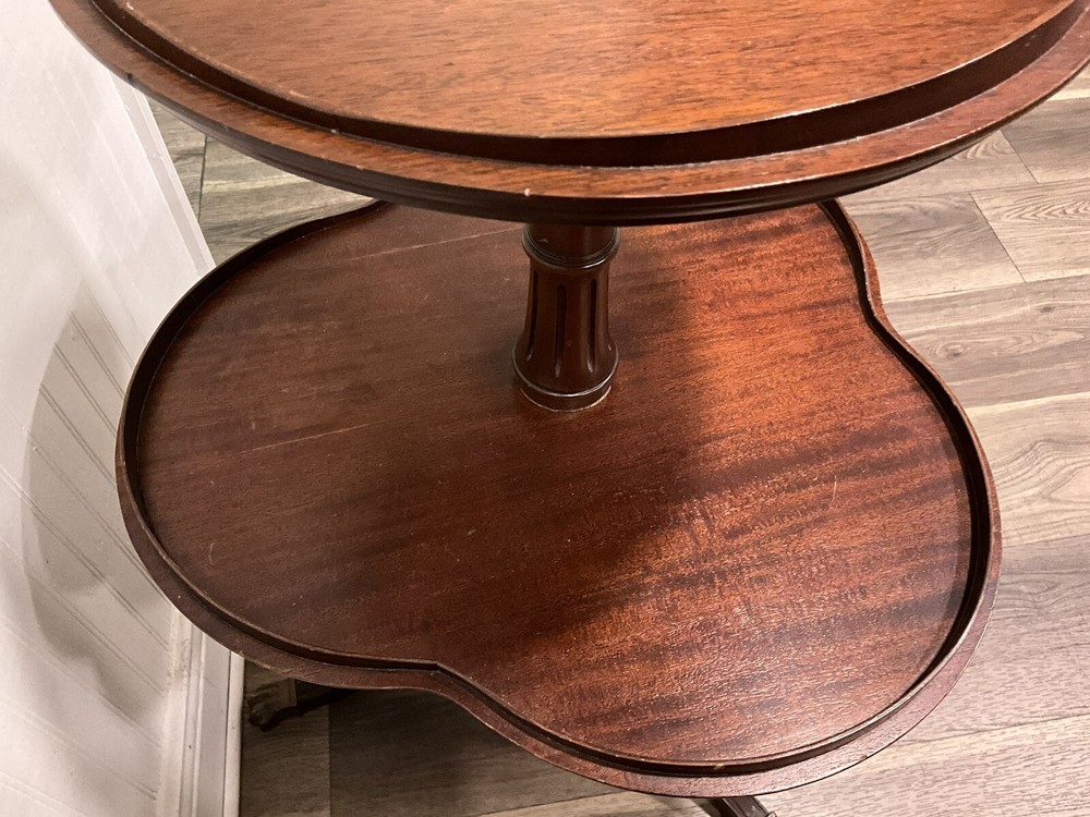 Solid Walnut 2 Tier End Table / Dumbwaiter Table Pre-owned