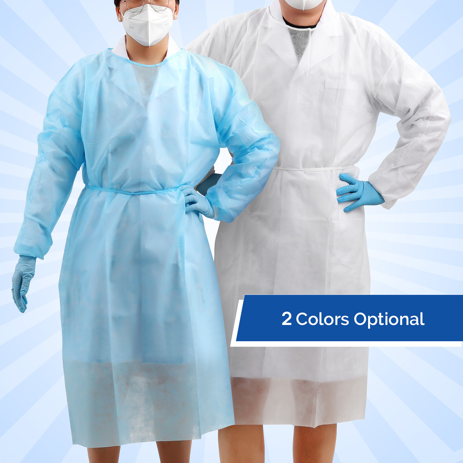 JMU Disposable Isolation Gown Lab Gowns Knit Cuff Long Sleeve Soft PP